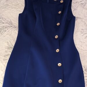 Calvin Klein Blue Sheath Mini Dress Sleeveless Crew Neck